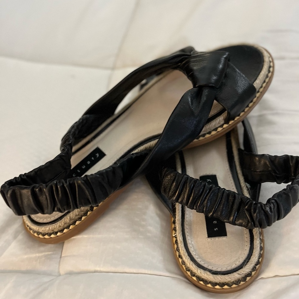 Black leather sandals